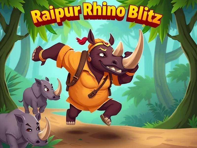 Raipur Rhino Run Blitz Game Banner - Desi Endless Runner With Wild Rhino